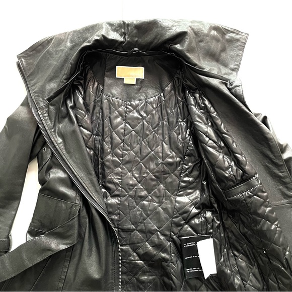 Michael Kors black leather coat jacket 
Size XS - Picture 6 of 6